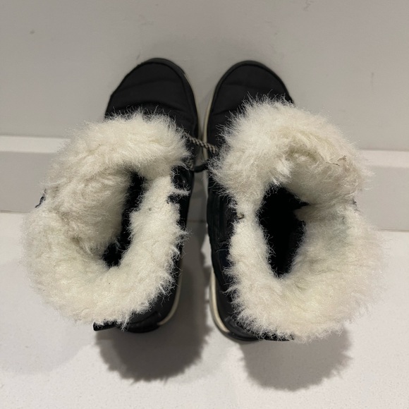 SOREL WHITNEY II white fur black WINTER BOOT waterproof toggle big girl sz 4 - Picture 4 of 15